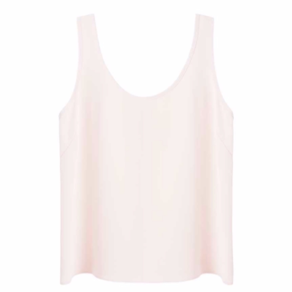 CUYANA 3-Ply Silk Scoop Tank Blouse